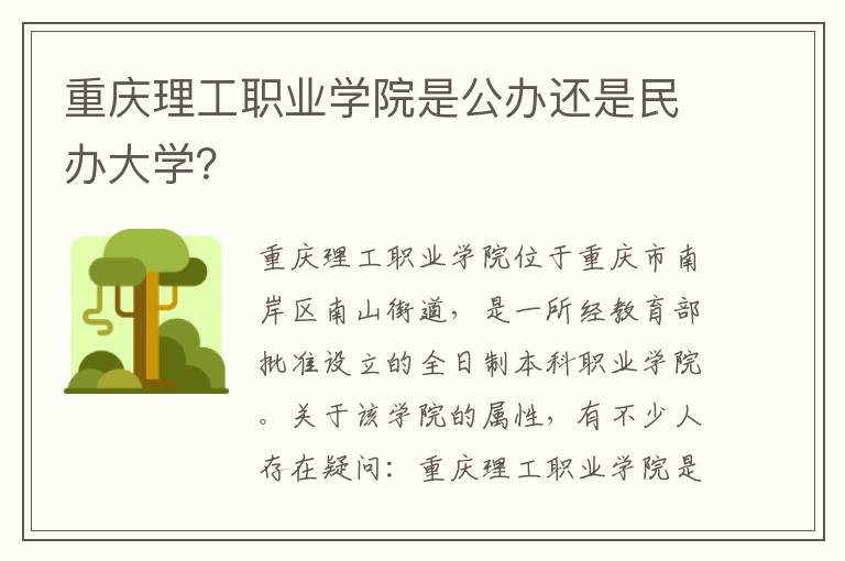 重庆理工职业学院是公办还是民办大学？