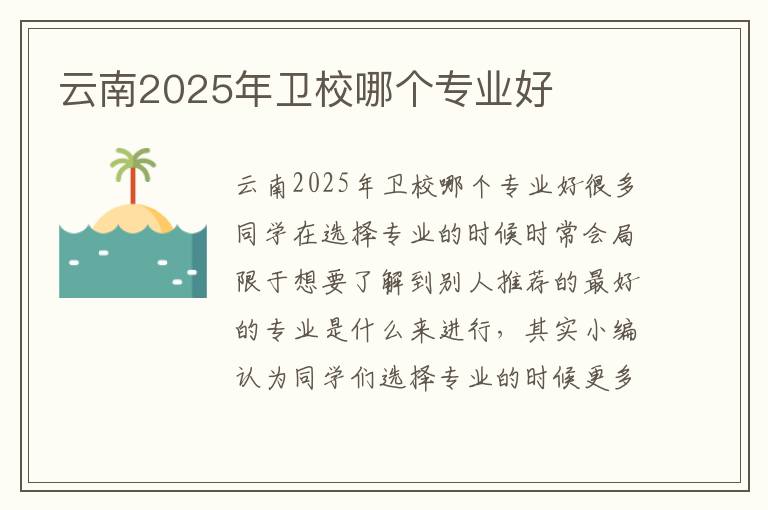 云南2025年卫校哪个专业好