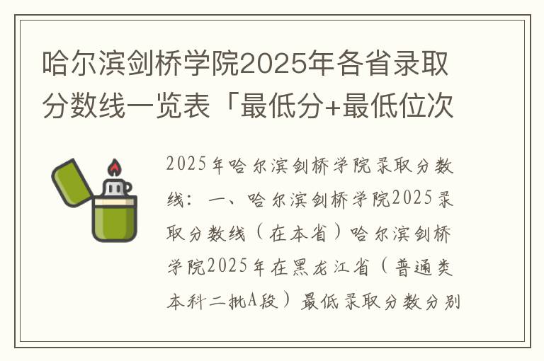 哈尔滨剑桥学院2025年各省录取分数线一览表「最低分+最低位次+省控线」