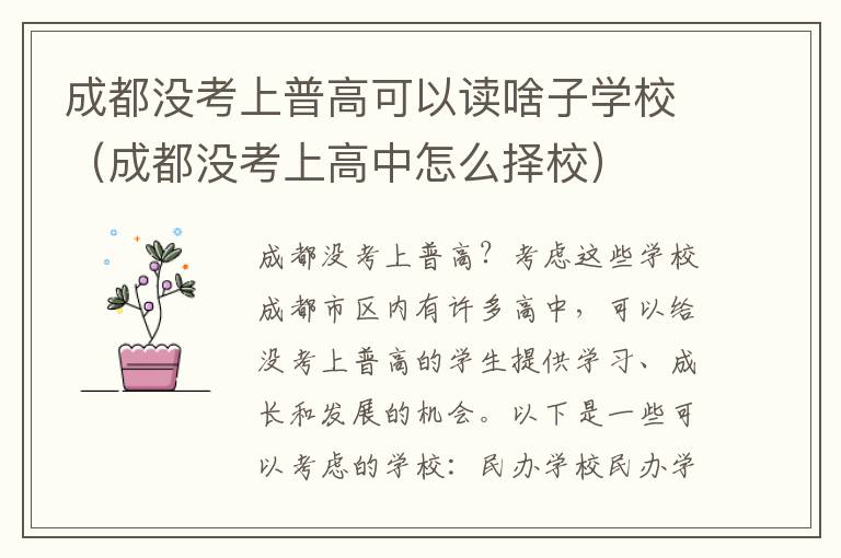 成都没考上普高可以读啥子学校（成都没考上高中怎么择校）