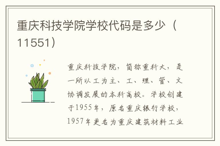 重庆科技学院学校代码是多少（11551）