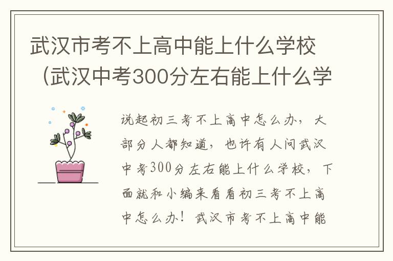 武汉市考不上高中能上什么学校（武汉中考300分左右能上什么学校）