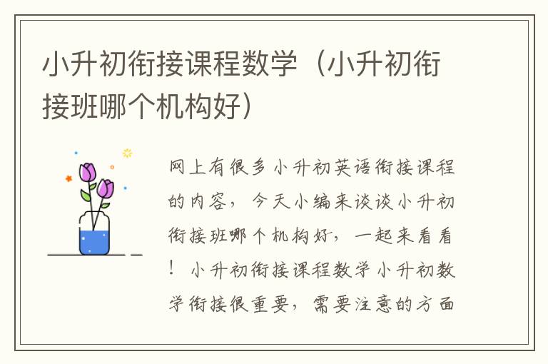 小升初衔接课程数学（小升初衔接班哪个机构好）