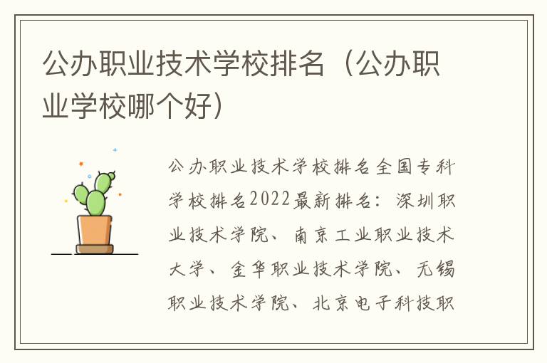 公办职业技术学校排名（公办职业学校哪个好）