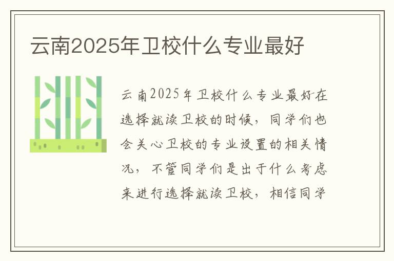 云南2025年卫校什么专业最好