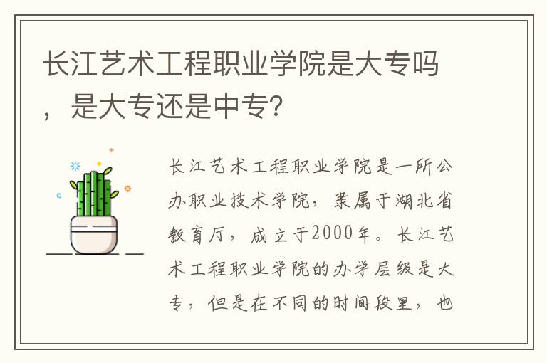 长江艺术工程职业学院是大专吗，是大专还是中专？