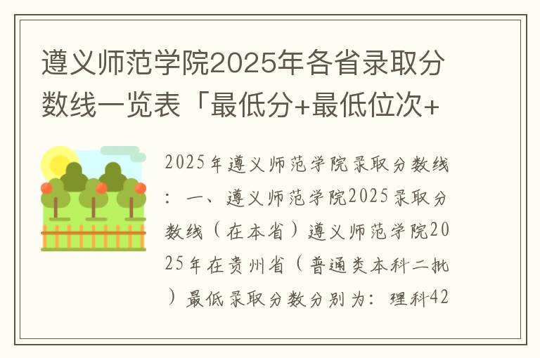 遵义师范学院2025年各省录取分数线一览表「最低分+最低位次+省控线」