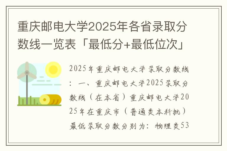 重庆邮电大学2025年各省录取分数线一览表「最低分+最低位次」