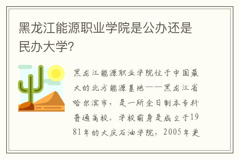 黑龙江能源职业学院是公办还是民办大学？