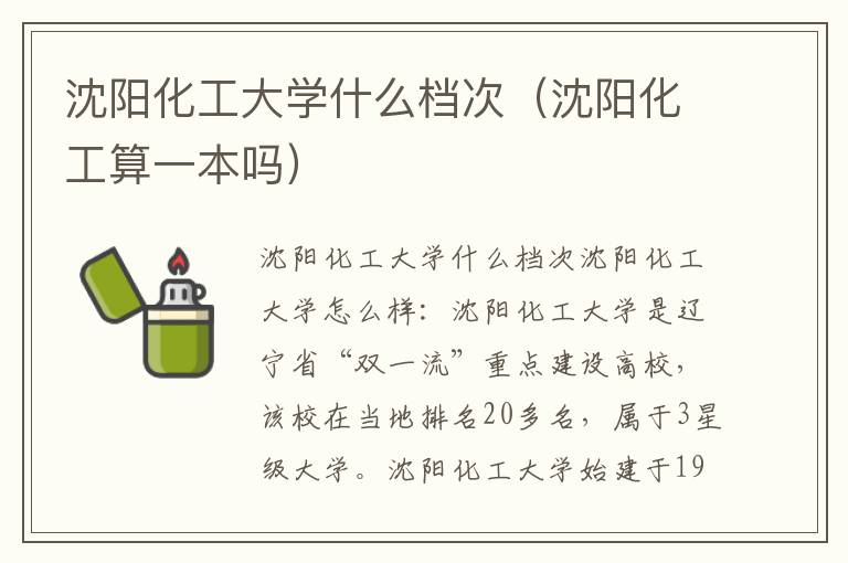 沈阳化工大学什么档次（沈阳化工算一本吗）