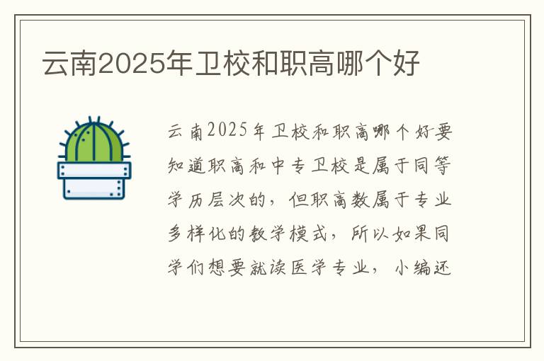 云南2025年卫校和职高哪个好