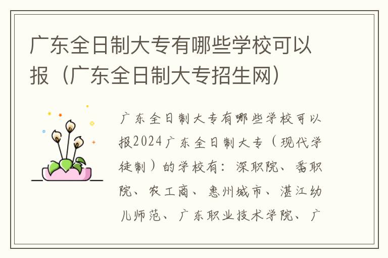 广东全日制大专有哪些学校可以报（广东全日制大专招生网）